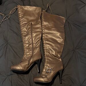 Apple Bottom Chic Dark Brown Over the Knee Boots